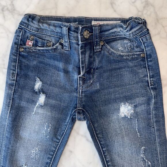 AG Classic Blue Denim Slim Straight Distressed Jeans 12M - Picture 6 of 7
